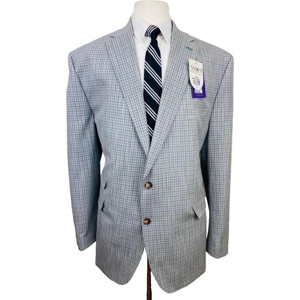 $360 BRAND NEW TAYION Mens 48R Gray Check Soft Blazer Sport Coat Suit Jacket